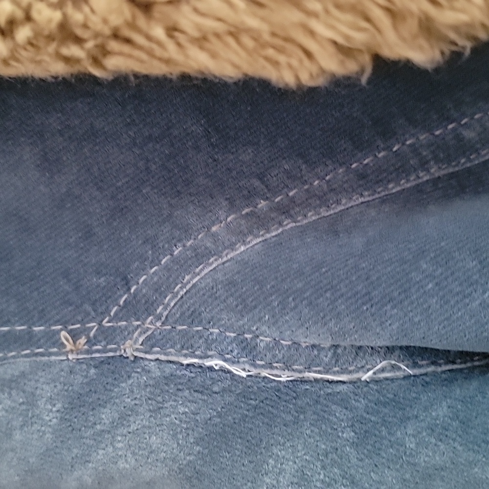 Guess Y2K Denim Effect Blue Leather Suede Penny Lane Jacket Faux Fur Trim M Firm - Picture 7 of 10